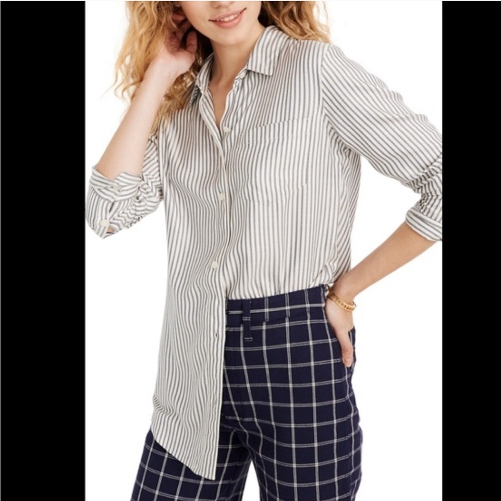 MADEWELL Classic Ex-boyfriend Stripe Shirt In Blue Moon